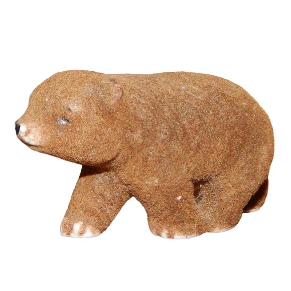 1 Vintage 1960's Flocked YELLOWSTONE Bear & 1 Lifelike Bear - Picture 4 of 8